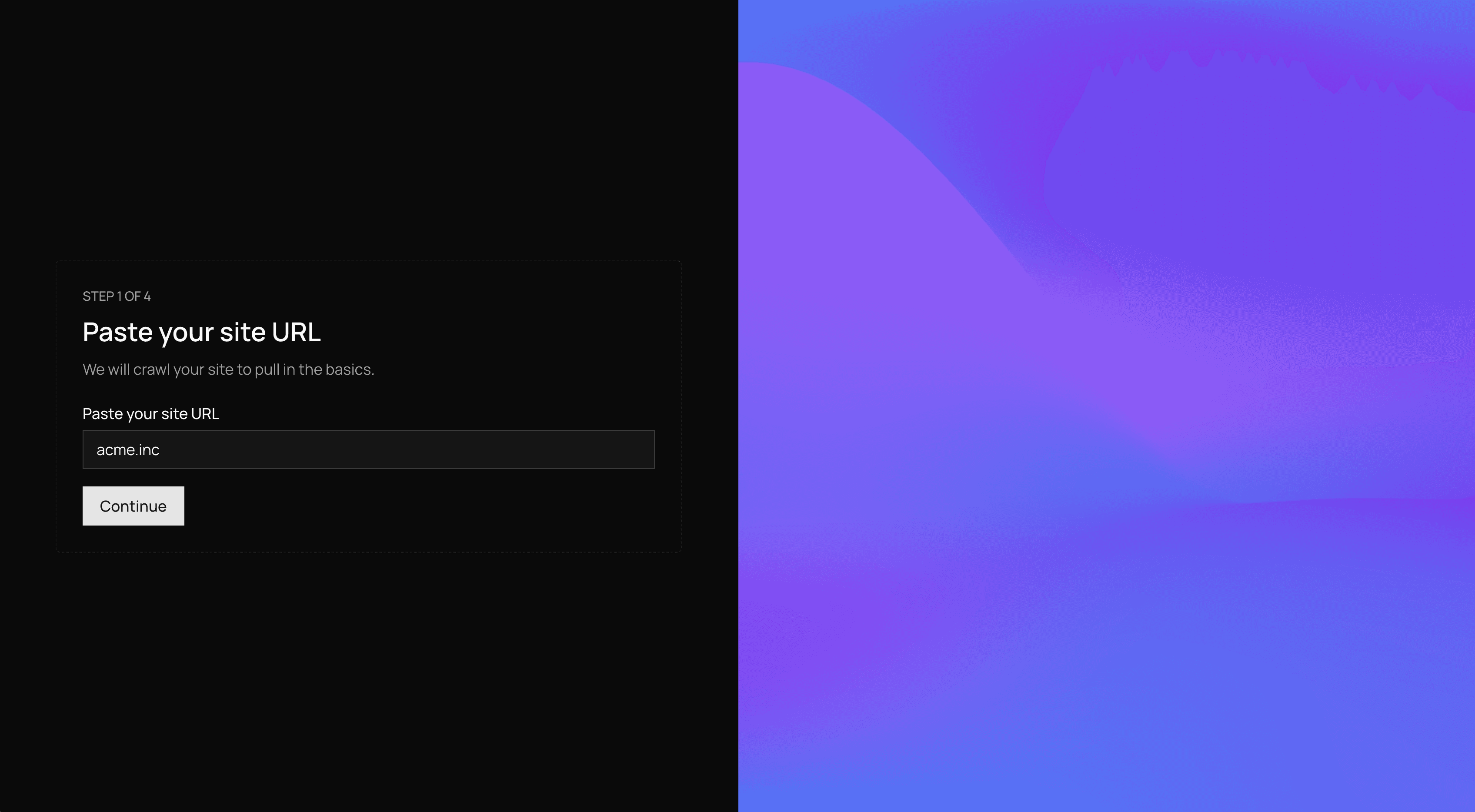 Paste your landing page URL.
