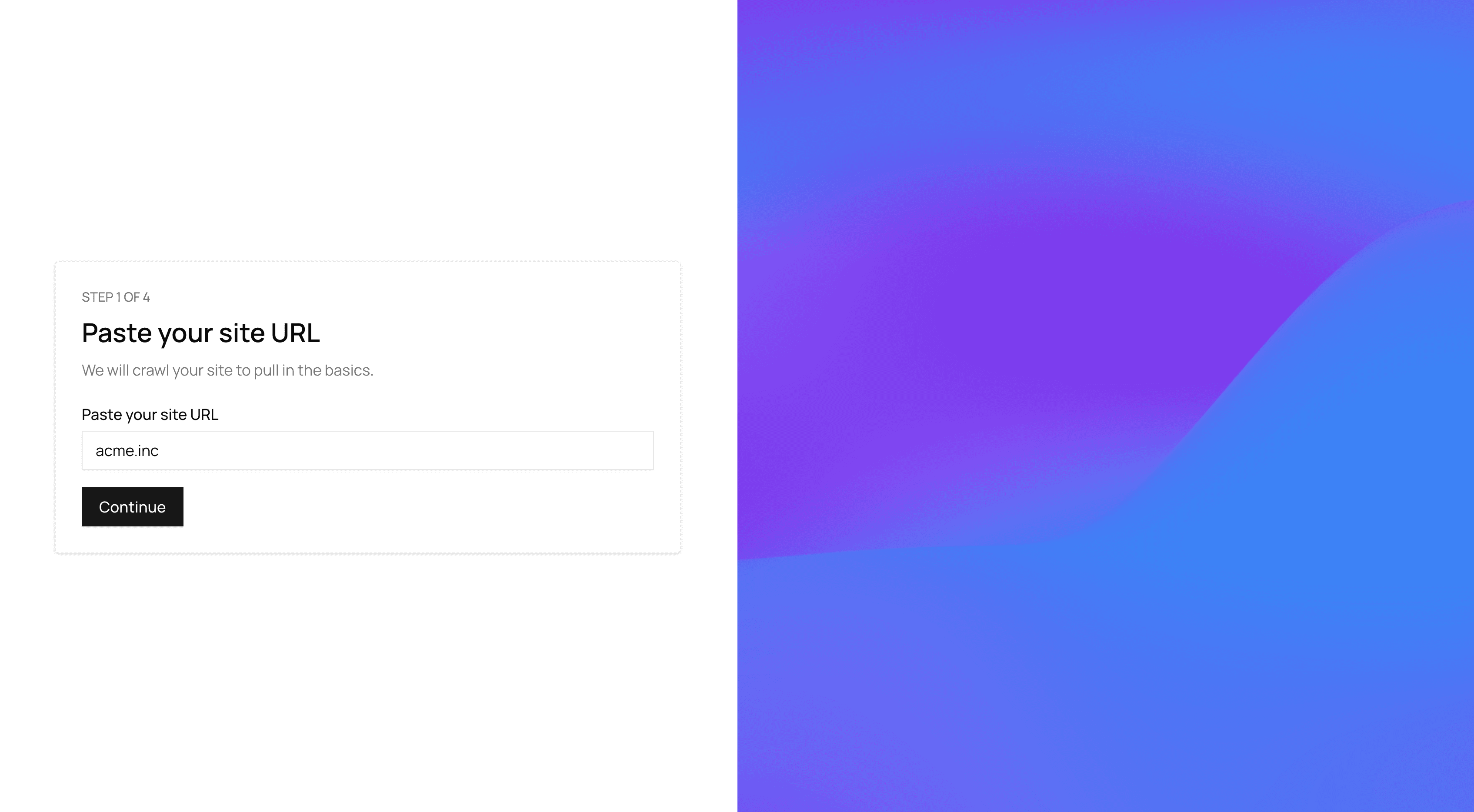 Paste your landing page URL.